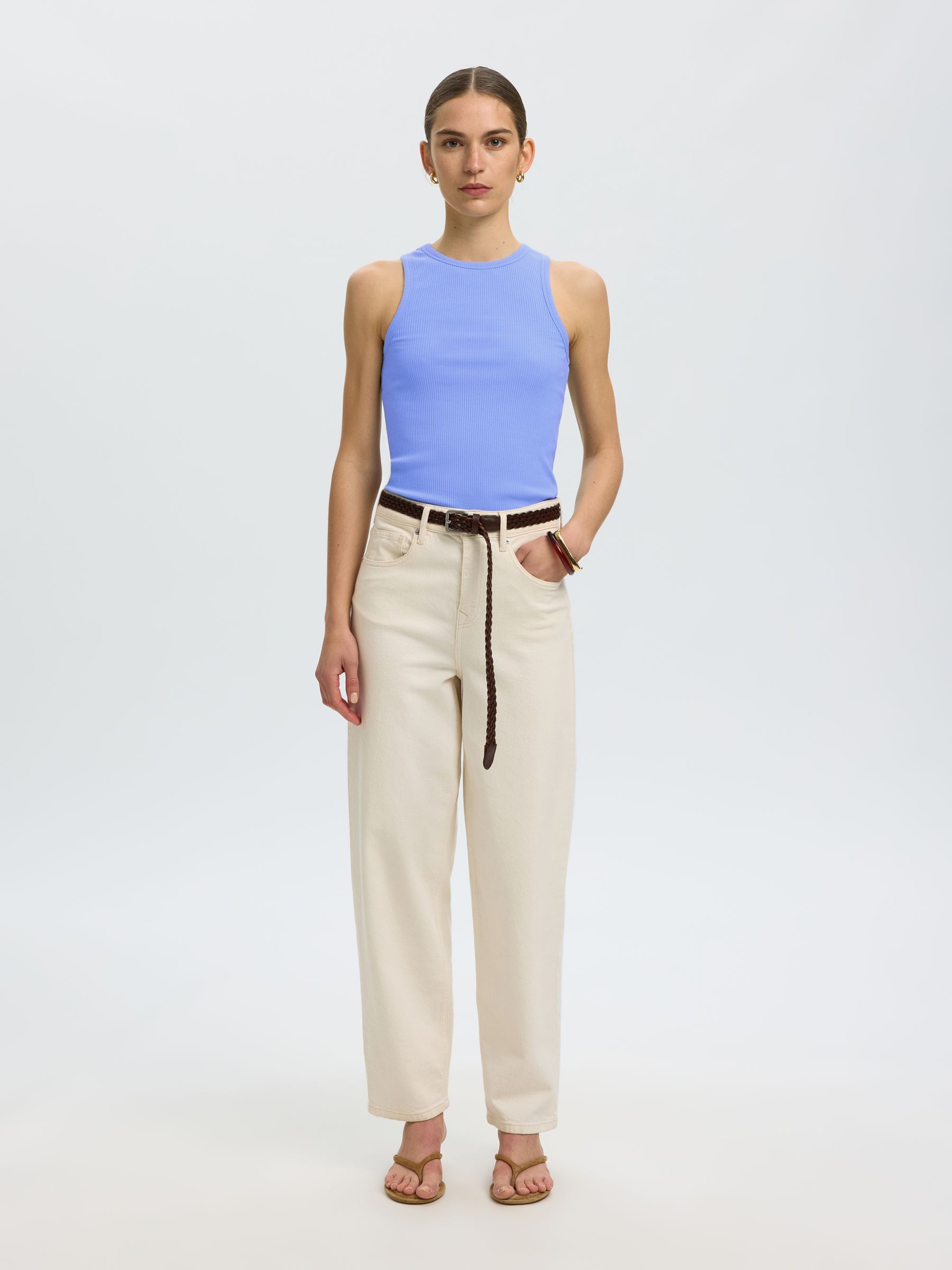 TEJIDO ACANALADO CAMISETA DE TIRANTES, Cornflower Blue, highres