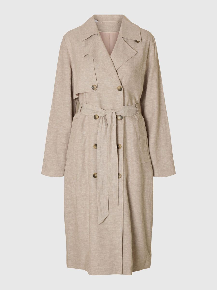 Selected LINEN BLEND DOUBLE BREASTED TRENCHCOAT, Nomad, highres - 16096382_Nomad_1165358_001.jpg