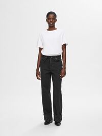 CINTURA ALTA JEANS ANCHOS, Black Denim, highres