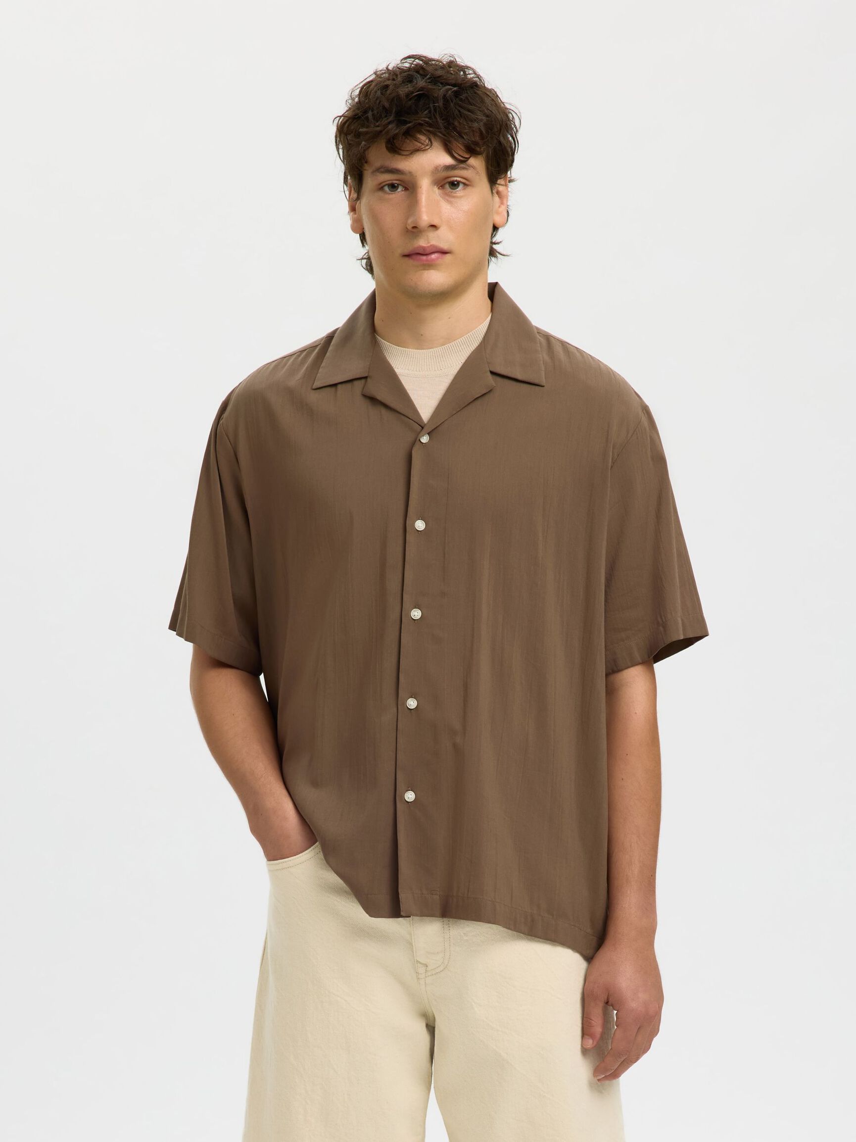 PRINTED SHORT SLEEVED SHIRT, Chocolate Chip, highres