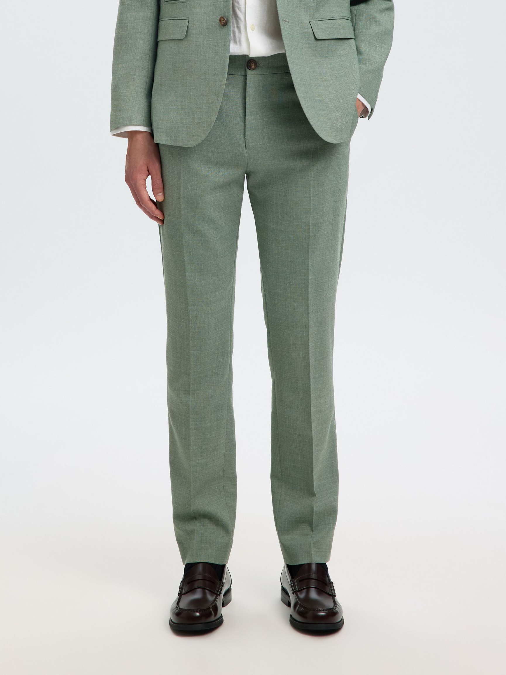 SLIM FIT ANZUGHOSE, Light Green Melange, highres