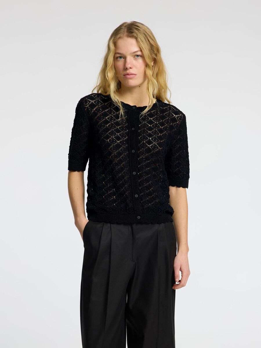 Selected KURZARM STRICKJACKE, Black, highres - 16097268_Black_003.jpg