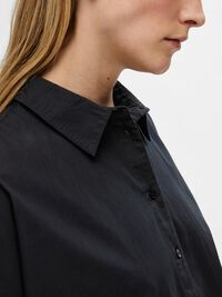 COTTON SHIRT DRESS, Black, highres