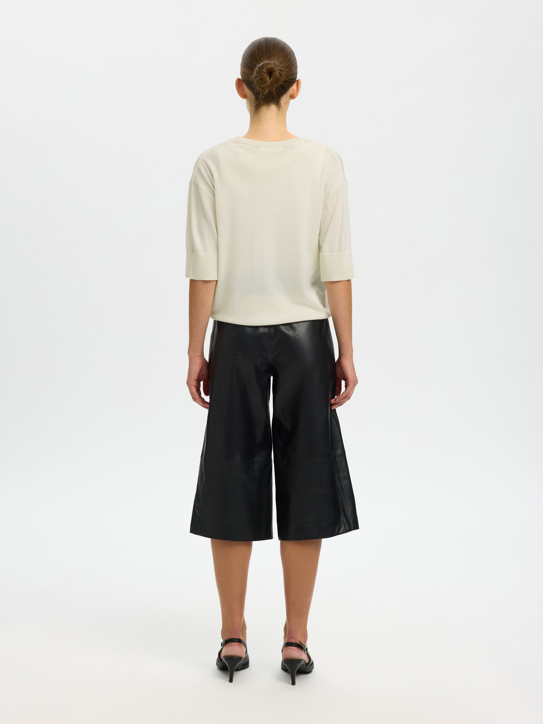 100% MERINOULL STICKAD TOPP, Egret, highres