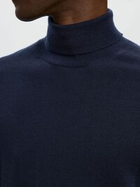 100% MERINO WOOL TURTLENECK, Navy Blazer, highres
