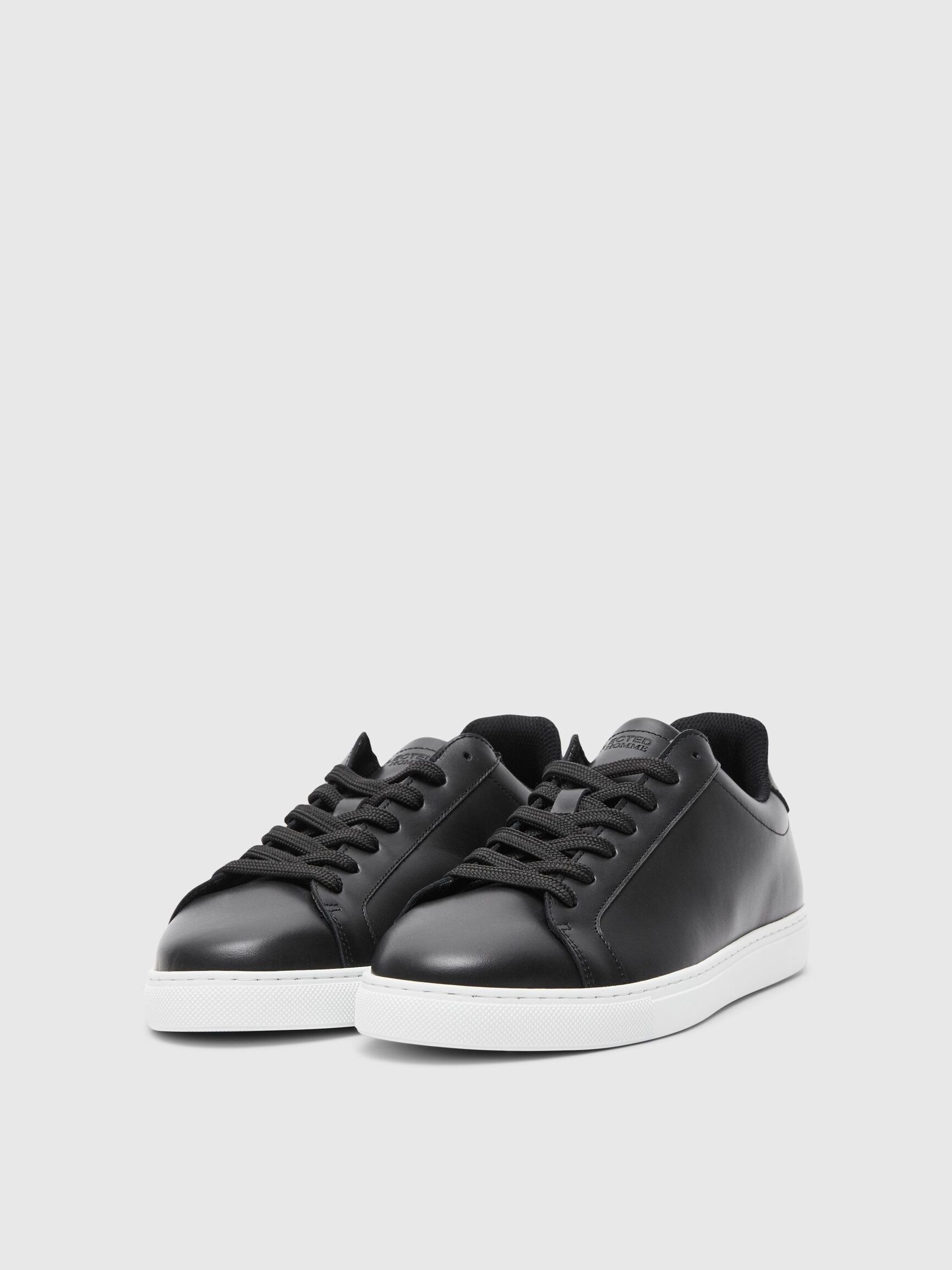 LEDER SNEAKERS, Black, highres