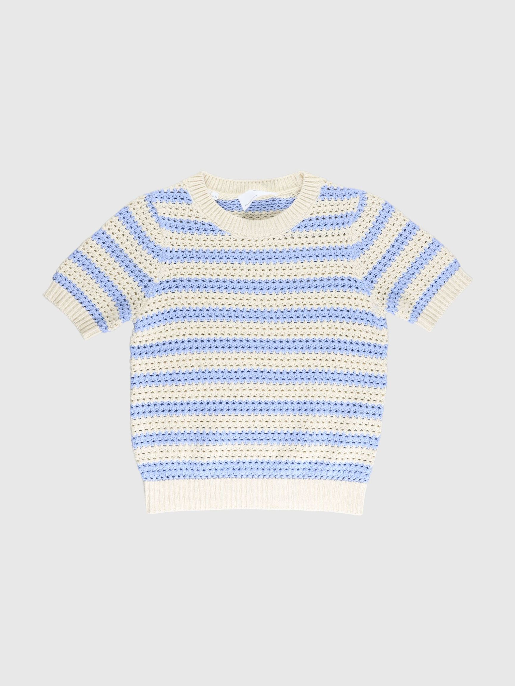 STRIPED CROCHET TOP, Birch, highres