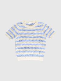STRIPED CROCHET TOP, Birch, highres