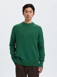 CASHMERE BLEND KNITTED PULLOVER, Dark Green, highres