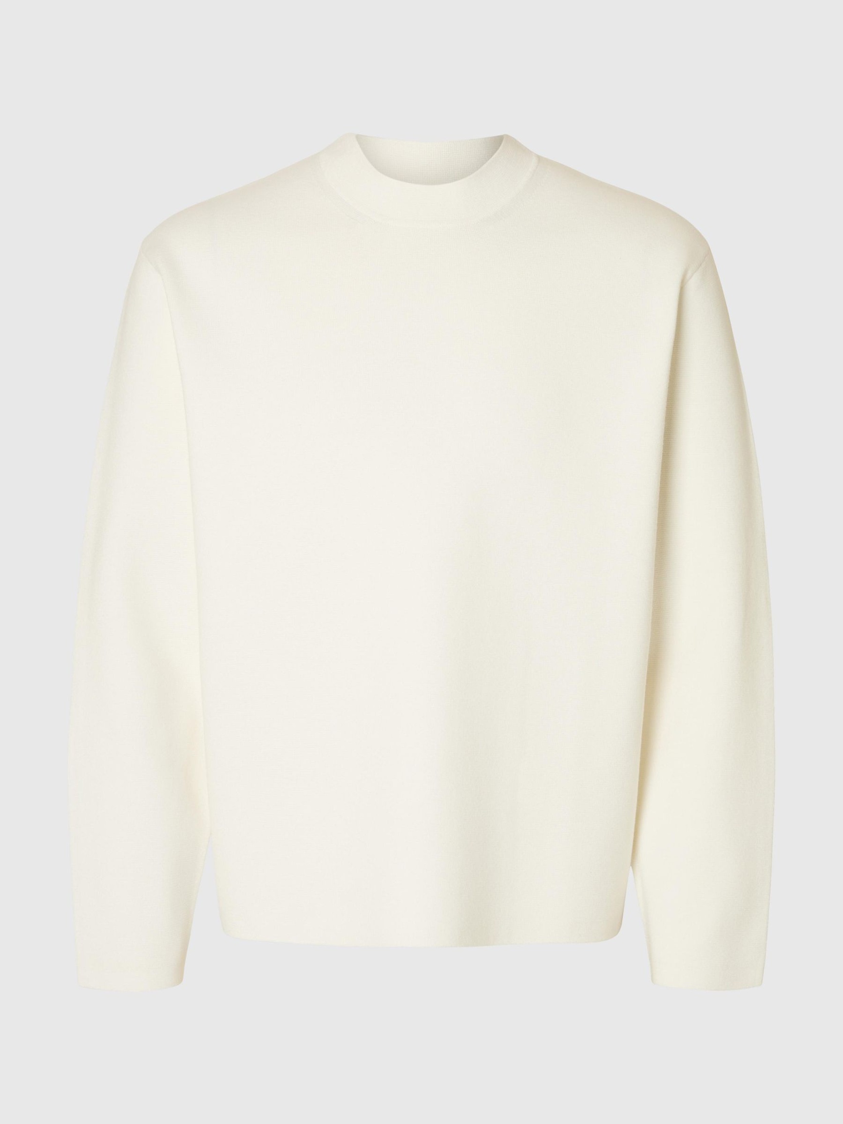 RELAXED FIT COTTON BLEND PULLOVER, Egret, highres