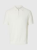 Selected ZIP-UP POLO SHIRT, Egret, highres - 16096388_Egret_001.jpg