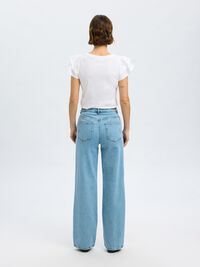 COTTON RUFFLED T-SHIRT, Bright White, highres