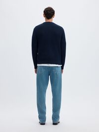 WAFFLE KNIT JUMPER, Navy Blazer, highres