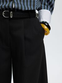 GEPLOOIDE HIGH-WAIST BROEK, Black, highres