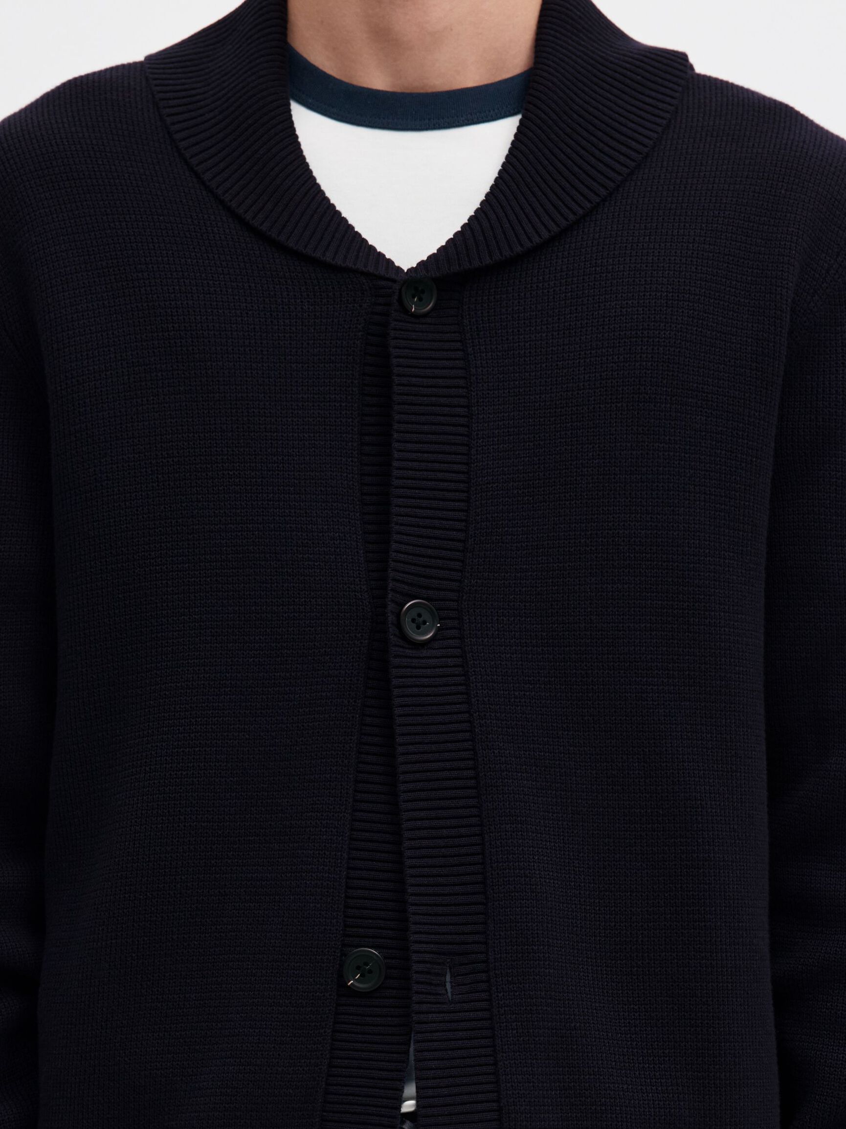 ORGANIC COTTON SHAWL COLLAR CARDIGAN, Sky Captain, highres