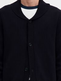ORGANIC COTTON SHAWL COLLAR CARDIGAN, Sky Captain, highres