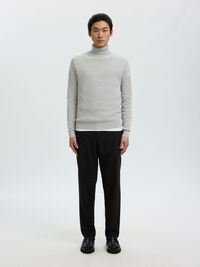 BAUMWOLL ROLLKRAGENPULLOVER, Light Grey Melange, highres
