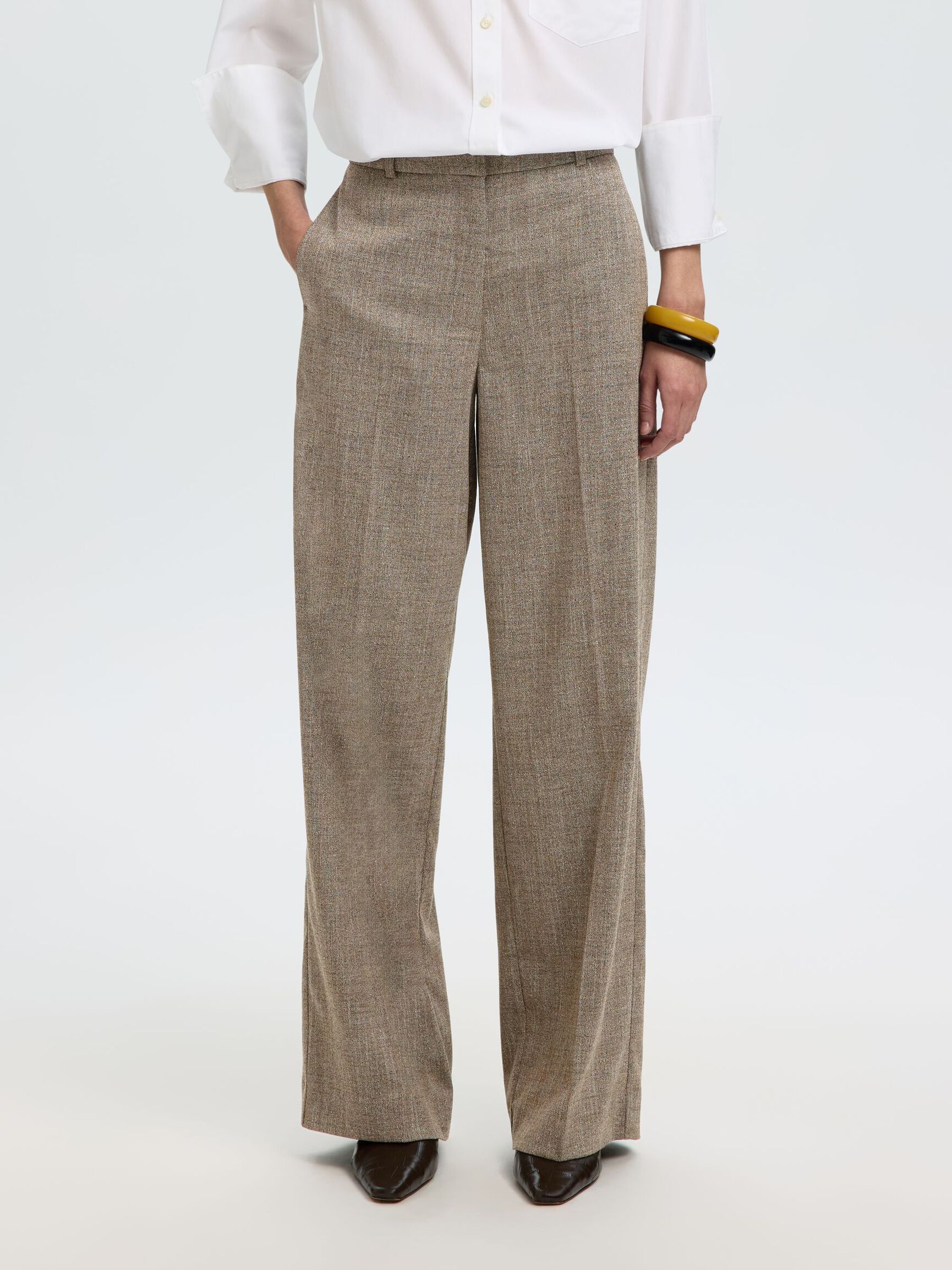 TAILLEUR PANTALON À JAMBE AMPLE, Chocolate Chip, highres
