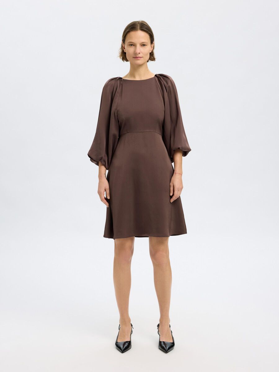 Selected OPEN BACK MINI DRESS, Chestnut, highres - 16098100_Chestnut_003.jpg