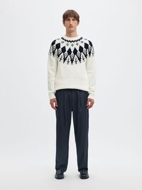 BIOBAUMWOLL RUNDHALS NORWEGER PULLOVER, Egret, highres