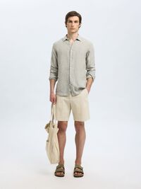 SEERSUCKER SHORTS, Kelp, highres