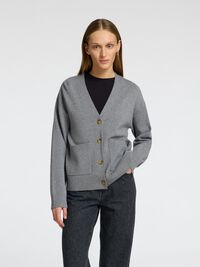 VISCOSEMIX GEBREID VEST, Medium Grey Melange, highres