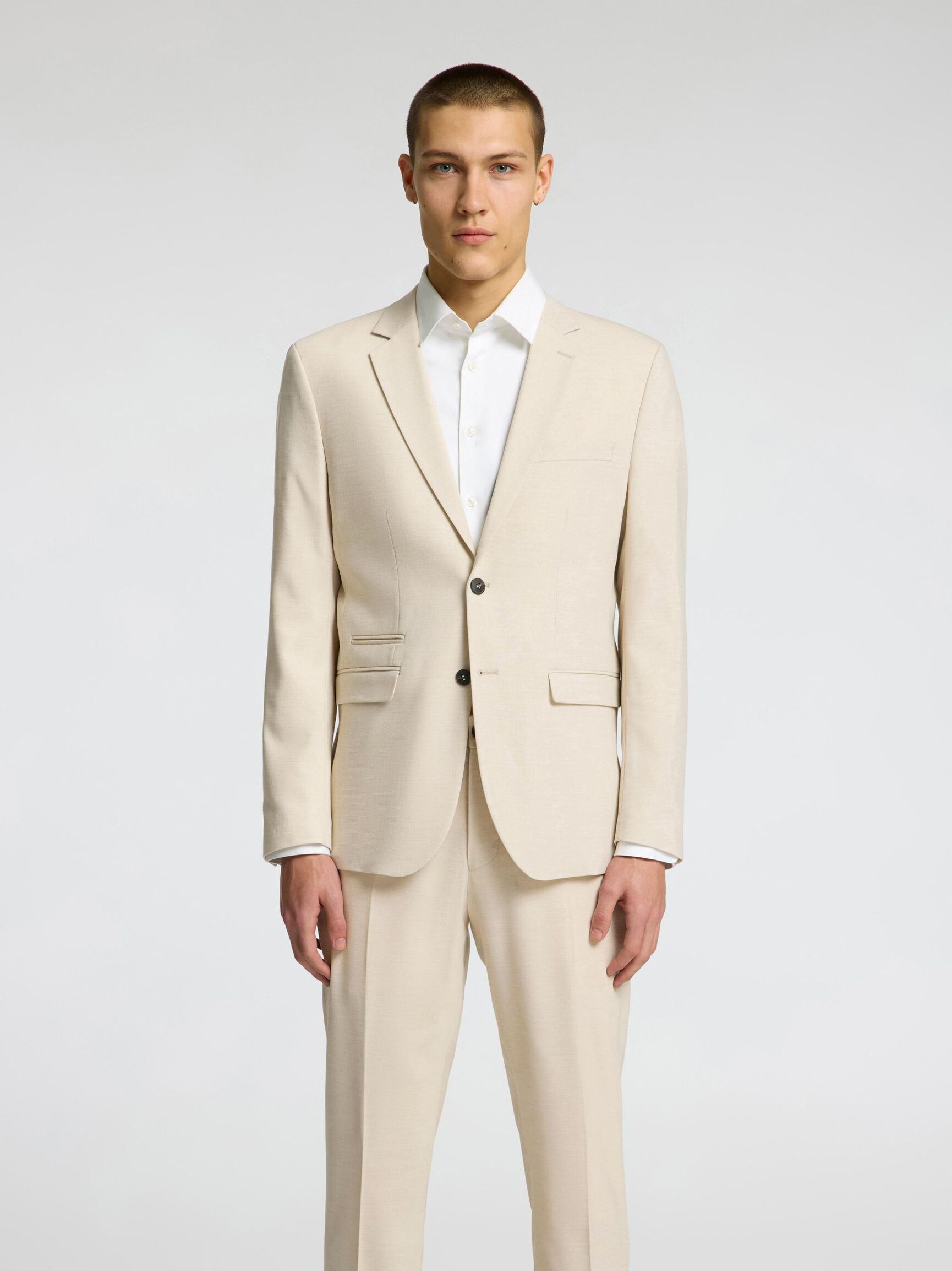 SINGLE BREASTED SLIM-FIT BLAZER, Egret, highres