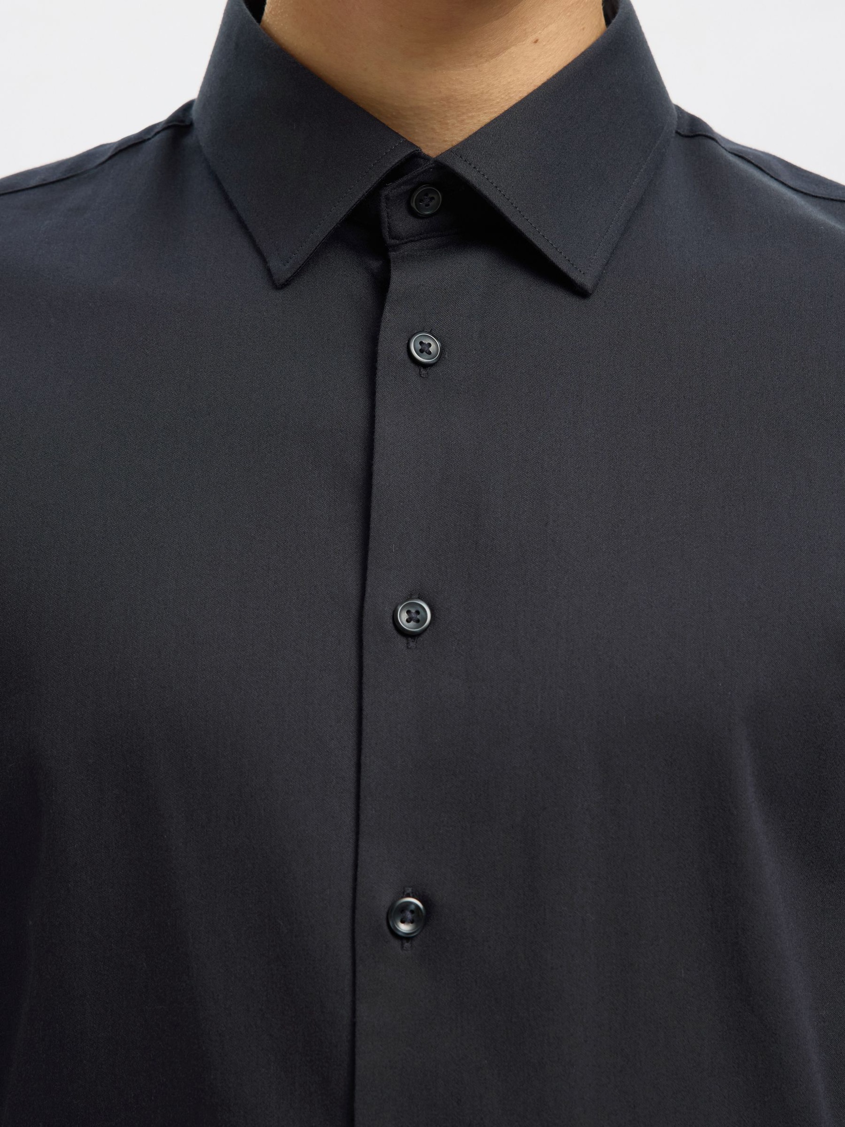 SLIM FIT SKJORTA, Black, highres