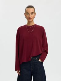 OVERSIZED LONG SLEEVED TOP, Tawny Port, highres