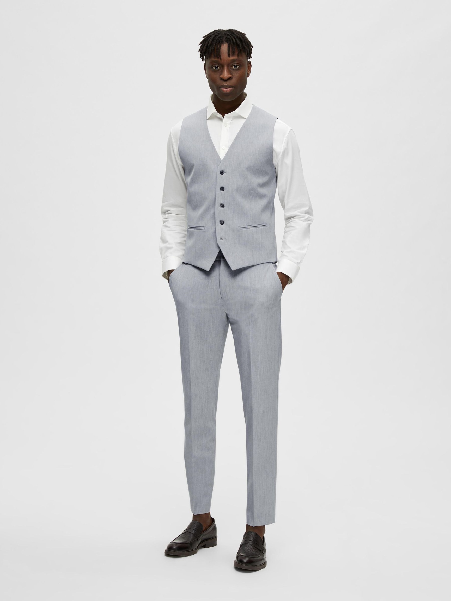 VISKOSEMIX SLIM FIT WESTE, Light Grey Melange, highres