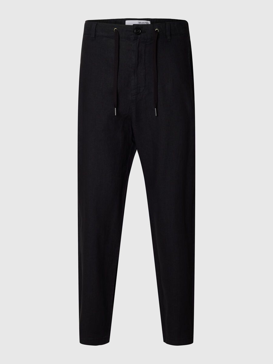 Product tile image - LINEN BLEND TROUSERS, Black | 16093546_Black