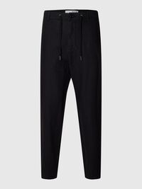 LINEN BLEND TROUSERS, Black, highres