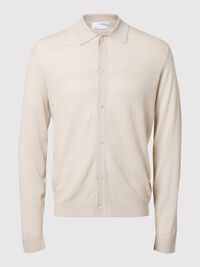 100% MERINO WOOL CARDIGAN, Oatmeal, highres