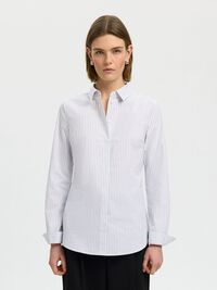 FITTED STRIPED SHIRT, Bright White, highres