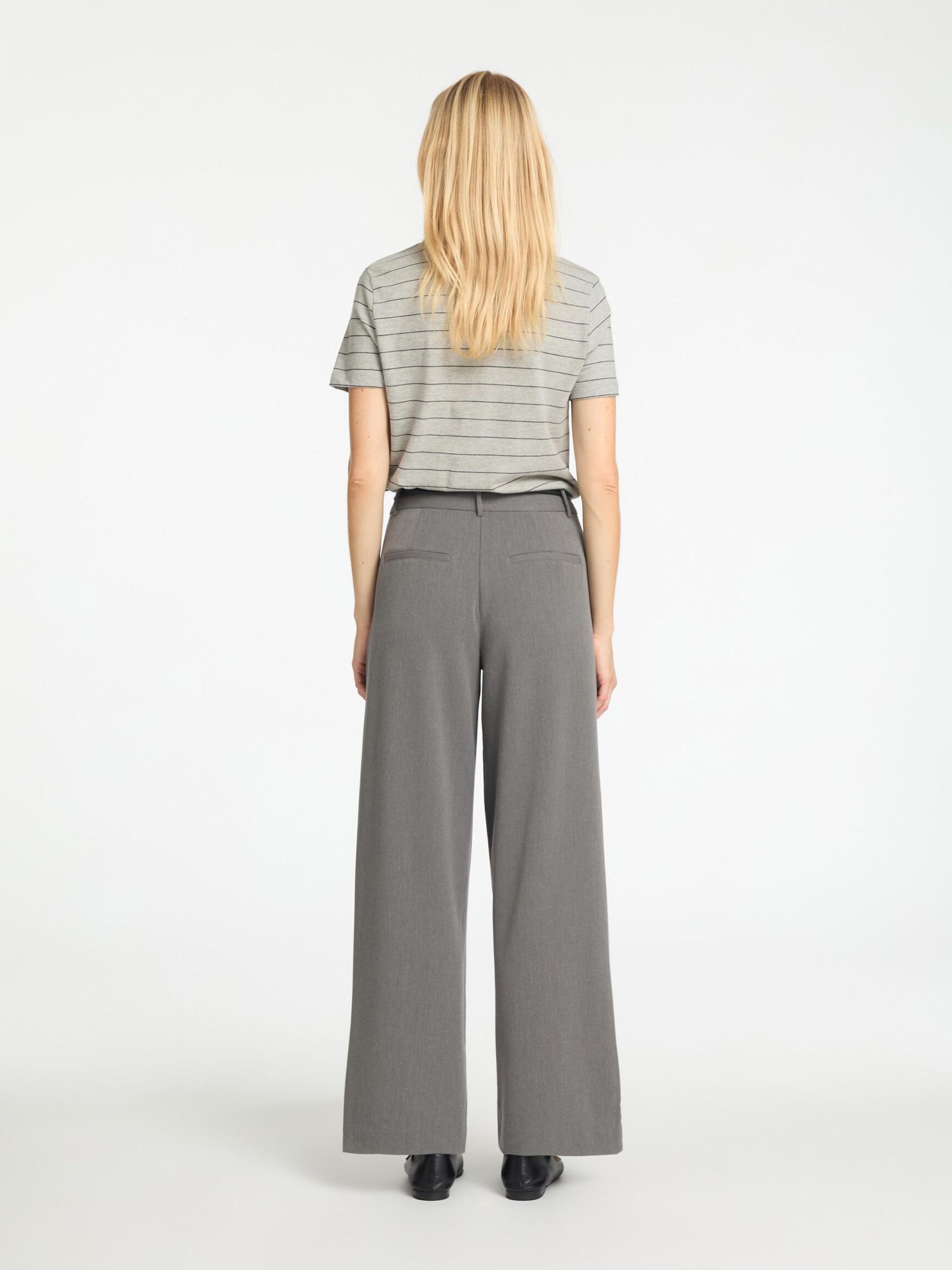 STRIPED COTTON T-SHIRT, Light Grey Melange, highres