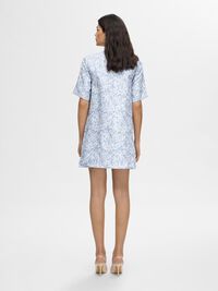 FLORAL PRINTED MINI DRESS, Sky Blue, highres