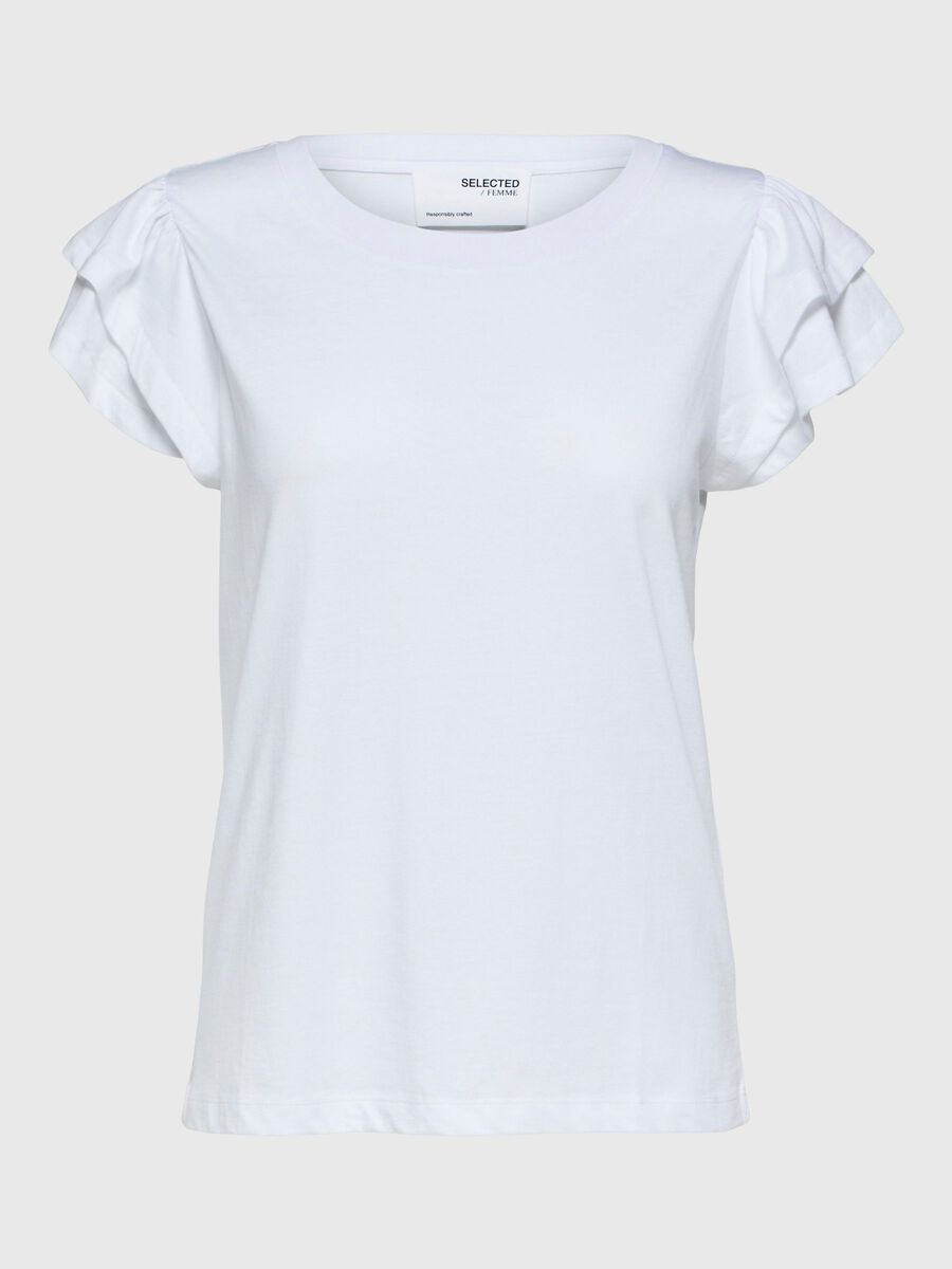 Selected BAUMWOLL RÜSCHEN T-SHIRT, Bright White, highres - 16089829_BrightWhite_001.jpg