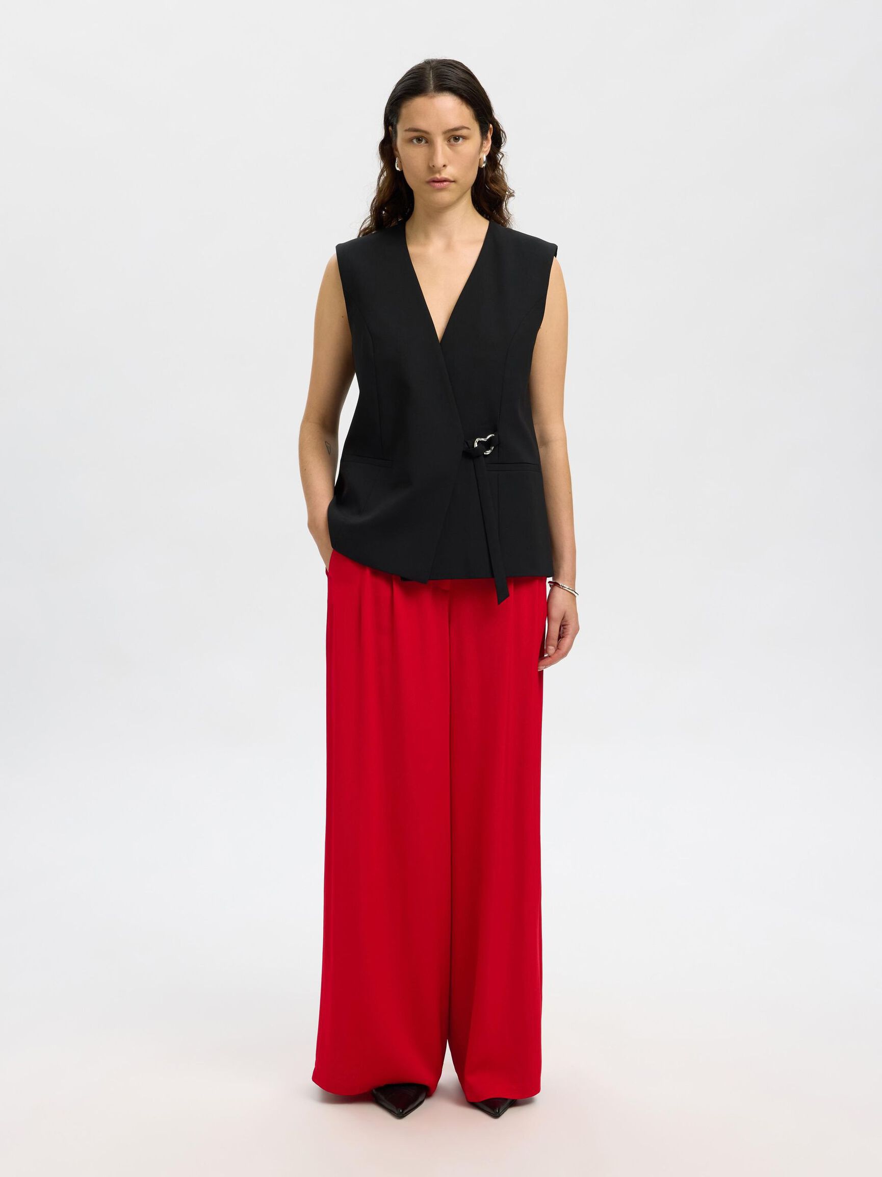VISCOSE WIDE-LEG TROUSERS, Equestrian Red, highres