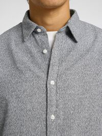 LONG SLEEVED FLANNEL SHIRT, Grey Melange, highres