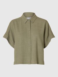 CROPPED OVERHEMD MET KORTE MOUWEN, Vetiver, highres