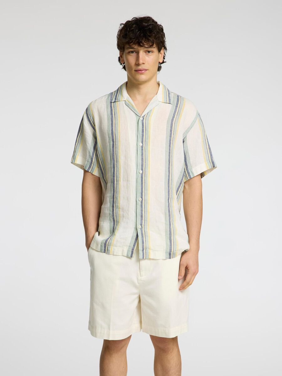 Selected 100% LINEN SHORT SLEEVED SHIRT, Egret, highres - 16096908_Egret_1165917_003.jpg