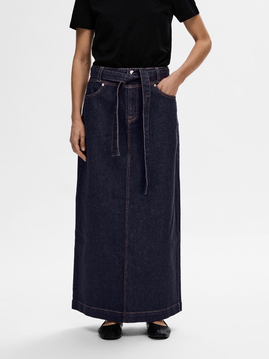 Selected TELA VAQUERA FALDA MAXI, Dark Blue Denim, highres - 16095453_DarkBlueDenim_003.jpg