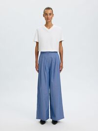 PLEATED WIDE-LEG TROUSERS, Dark Blue, highres