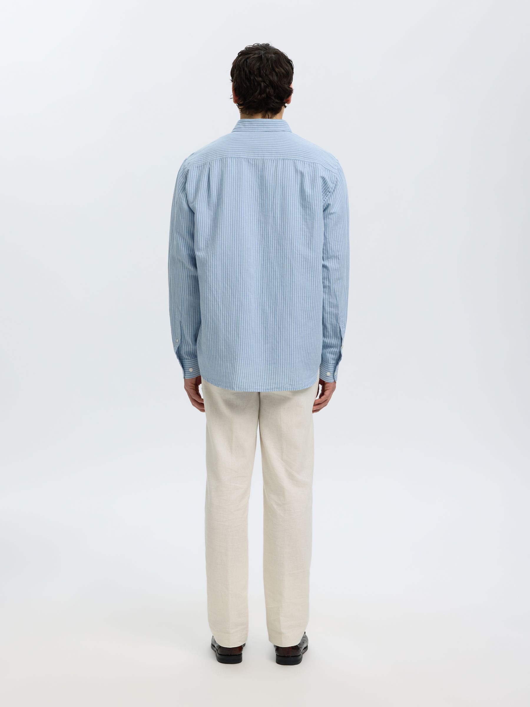 COUPE CLASSIQUE CHEMISE EN LIN MÉLANGÉ, Dusty Blue, highres