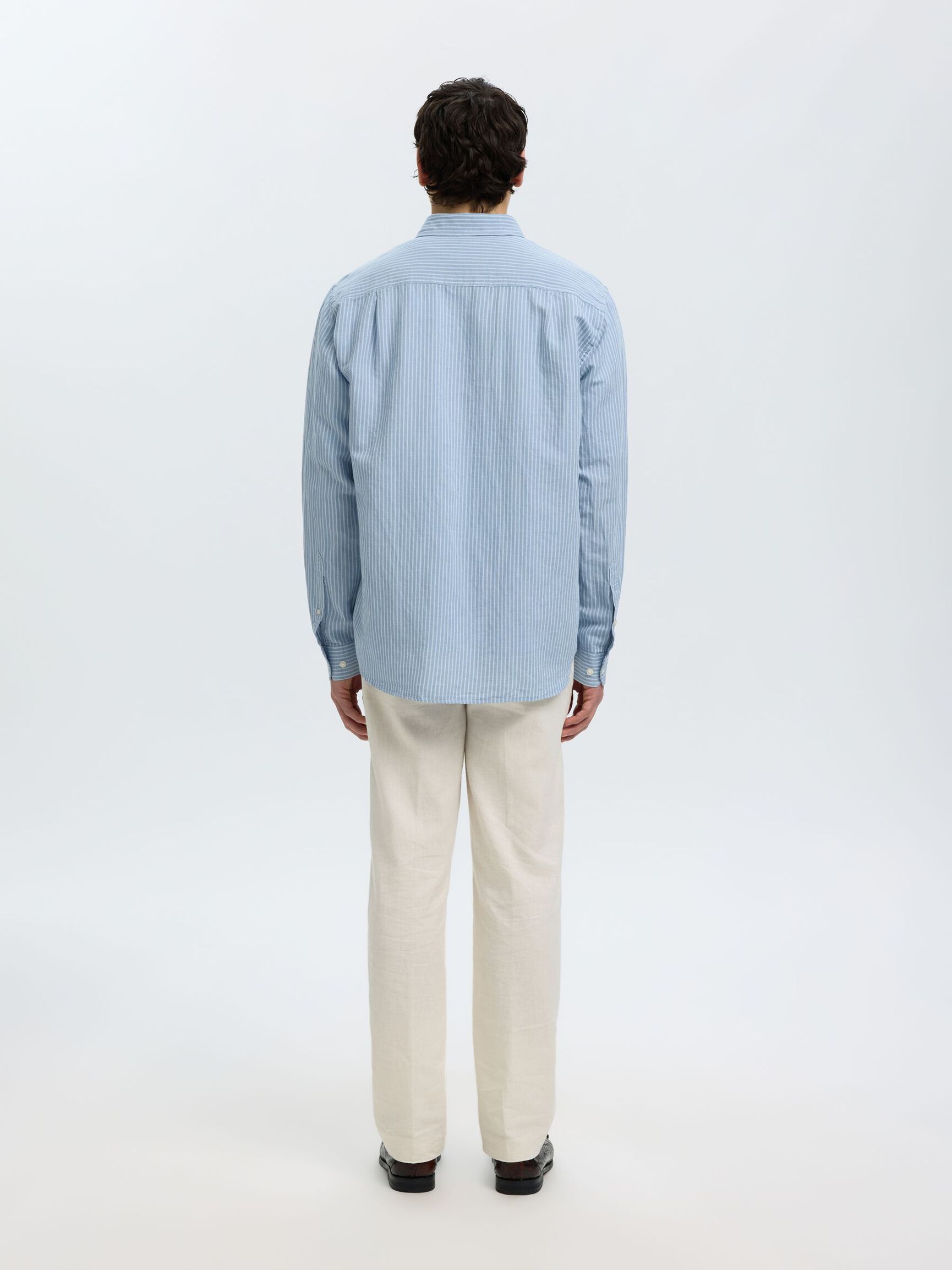 COUPE CLASSIQUE CHEMISE EN LIN MÉLANGÉ, Dusty Blue, highres