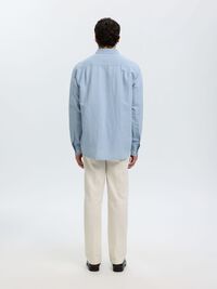 COUPE CLASSIQUE CHEMISE EN LIN MÉLANGÉ, Dusty Blue, highres