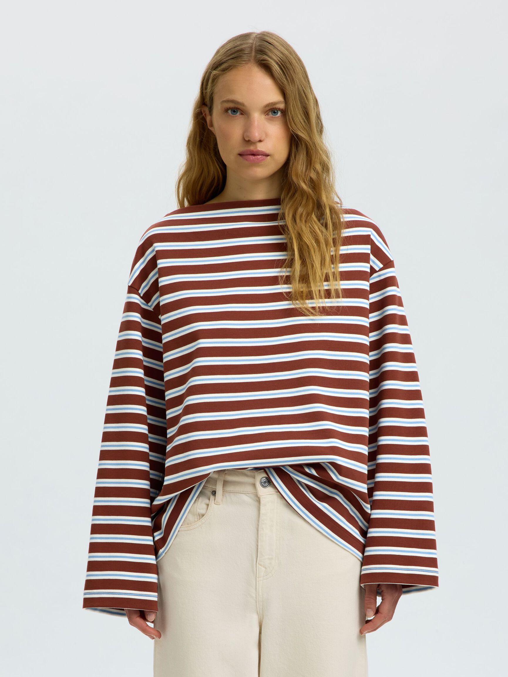 BOATNECK LONG SLEEVED TOP, Cherry Mahogany, highres