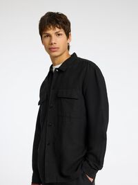 LINNENMIX OVERSHIRT, Black, highres