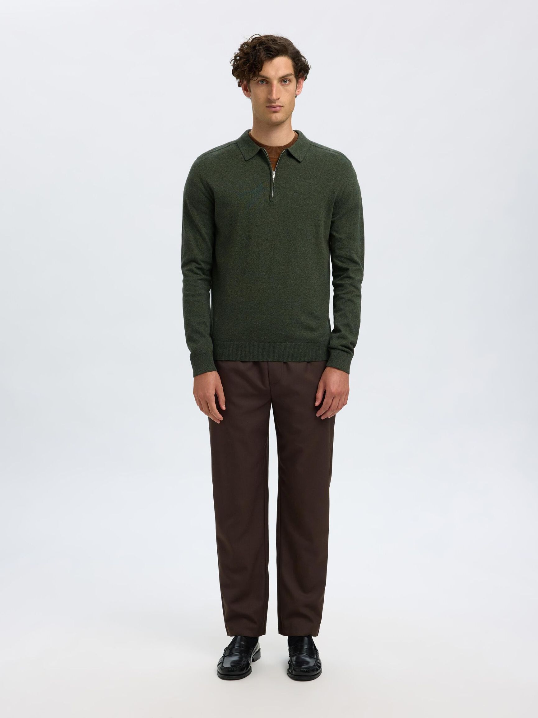STRICK LANGARM-POLOSHIRT, Forest Night, highres