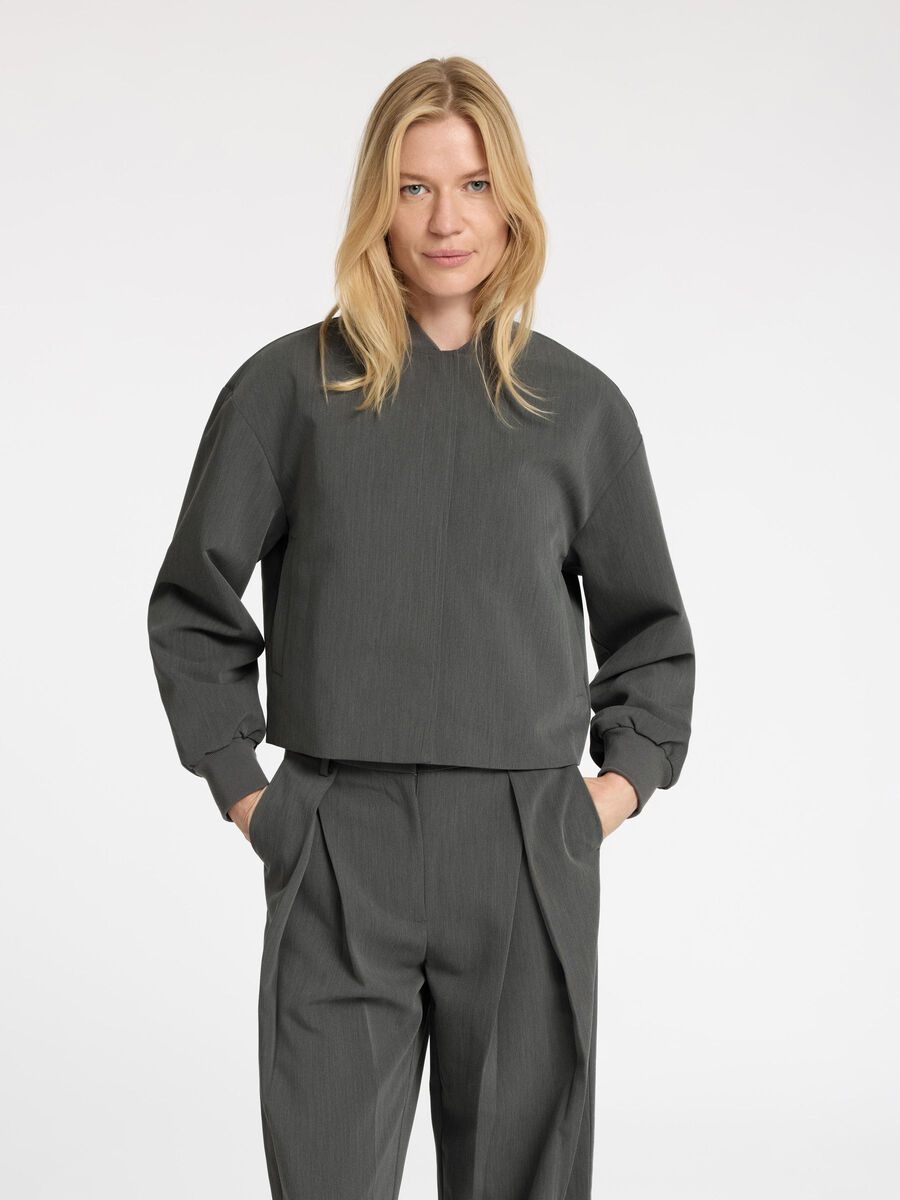Selected CROPPED BOMBER JACKET, Volcanic Ash, highres - 16094400_VolcanicAsh_1185970_003.jpg